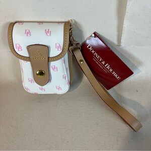 Vintage Dooney & Bourke Coated Canvas & Leather White and Tan Women's Wristlet